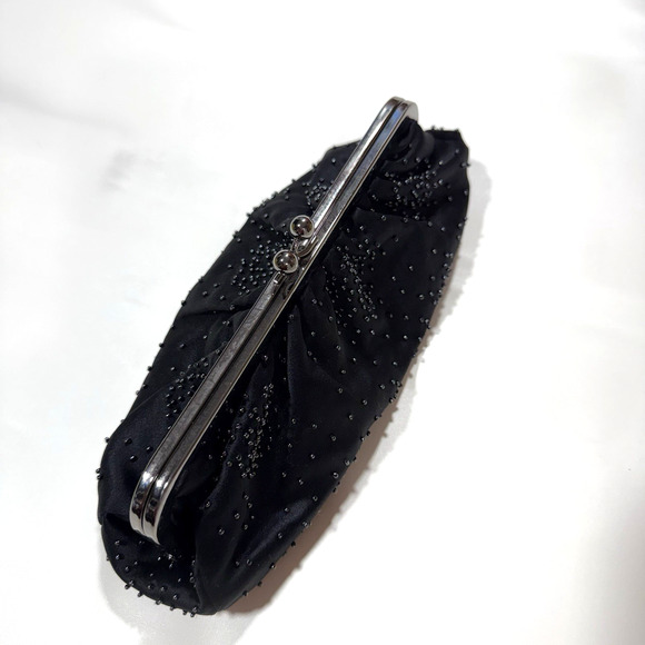 Express Black Bead Clutch Wedding Eventing Handbags Black Beaded Purse - Picture 3 of 16